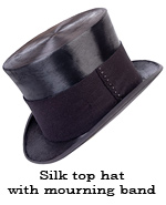 Silk top hat with mourning band